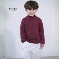 Áo giữ nhiệt cổ cao 3 phân dài tay basic màu trơn cho bé trai bé gái chất thun cotton 9 đến 28kg BERNIE T0725A45