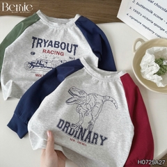 Áo thun áo phông cho bé trai tay dài raplang họa tiết ô tô size 9 đến 28kg BERNIE H0725A27