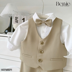 Set bộ vest hoàng gia 6 chi tiết dài tay màu nâu bé trai đi tiệc đi sự kiện size 9 tới 28kg BERNIE H0725B71