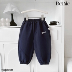 Quần dài quần nỉ da cá gấu bo chun họa tiết thêu chữ Yoo cho bé trai bé gái size 9 tới 25kg BERNIE T0925Q06