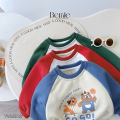 Áo thun Sweater Brit tay dài raplang phối màu họa tiết hoạt hình cho bé trai bé gái 1 đến 7 tuổi BERNIE T0625A07