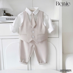 Set bộ vest hoàng gia 6 chi tiết dài tay màu nâu bé trai đi tiệc đi sự kiện size 9 tới 28kg BERNIE H0725B71