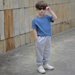 Quần dài quần nỉ da cá gấu bo chun họa tiết thêu chữ Yoo cho bé trai bé gái size 9 tới 25kg BERNIE T0925Q06