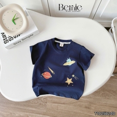 Set bộ cotton planet vũ trụ  rực rỡ sắc màu cho bé trai áo thun cotton họa tiết khám phá vũ trụ và quần short đùi 1 đến 7 tuổi BERNIE T1025B24Đ