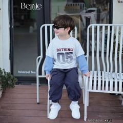 Set bộ bé trai áo thun cotton tay dài phối màu họa tiết Bothing kèm quần gió dài size 12 tới 28kg BERNIE T0925B45Đ