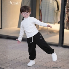 Quần dài quần da cá lưng thun phối màu bo chun họa tiết thêu chữ Hey cho bé trai bé gái size 9 tới 28kg BERNIE H0925Q37