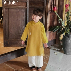 Set áo dài cách tân kèm quần cho bé trai chất lụa vân Thiên tử mặc Tết size 9 đến 25kg BERNIE H0925B11