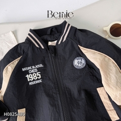 Áo khoác gió 2 lớp áo bomber phong cách thể thao họa tiết thêu cho bé trai bé gái size 9 đến 25kg BERNIE H0825A35
