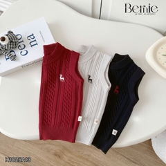 Áo gile len dệt unisex bé trai bé gái phối hình thêu Tuần lộc phong cách hàn quốc 1 đến 7 tuổi BERNIE H1025A13