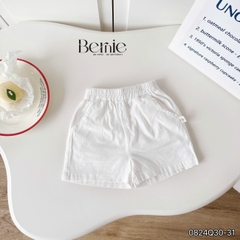 Quần sooc đùi linen kaki mềm bé trai bé gái unisex màu trắng nâu be BERNIE phong cách hàn quốc 7kg đến 30kg
