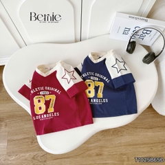 Set bộ thể thao phối màu tay ngắn họa tiết số 87 kèm quần short cho bé trai size 9 tới 28kg BERNIE T1025B65Đ