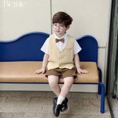  Set vest gi lê tay ngắn 4 chi tiết phối màu Classic Boy cho bé trai phong cách Hàn quốc size 8 tới 25kg BERNIE T1025B03