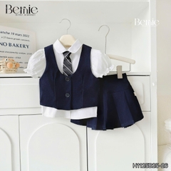 Set vest gile đồng phục đôi học sinh phong cách hàn quốc cho bé trai bé gái kèm cà vạt size 9 tới 28kg BERNIE H1125B25