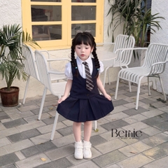 Set vest gile đồng phục đôi học sinh phong cách hàn quốc cho bé trai bé gái kèm cà vạt size 9 tới 28kg BERNIE H1125B25