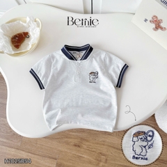 Set bộ tay ngắn áo cổ trụ họa tiết Gấu bóng chày kèm quần short bé trai size 9 tới 28kg BERNIE H1025B54