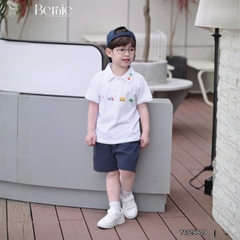 Set bộ polo Xe sắc màu cho bé trai áo thun polo tay ngắn và quần short jean size 9 tới 28kg BERNIE T1125B09