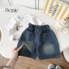 Bộ đồ bé trai Boy Story áo thun cotton quần jean rách mềm Set đồ bé trai năng động đi học đi chơi  BERNIE T1125B13