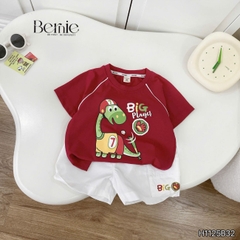 Set bộ khủng long Big Player cho bé trai áo tay ngắn raplang kèm quần short kaki bé trai 9 tới 28kg BERNIE H1125B32