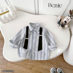 Set sơ mi dài tay phối sọc dây đai Urban bé trai phong cách công tử kèm quần dài BERNIE T1025B37Đ