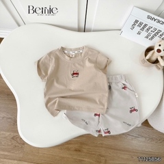 Set bộ tay ngắn họa tiết thêu Let's play kèm quần short nỉ chân cua cho bé trai size 9 tới 28kg BERNIE T1125B56