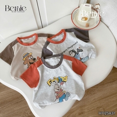 Áo thun cho bé trai tay ngắn phối màu họa tiết hoạt hình Happy size 9 tới 28kg BERNIE H1125A31