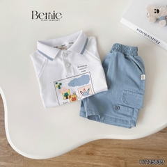 Set bộ polo tay ngắn cho bé trai họa tiết Baby Cloud kèm quần short size 9 tới 28kg BERNIE H1125B39