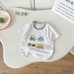 Set bộ tay ngắn thun cotton họa tiết Travel vui tươi kèm quần short cho bé trai size 9 tới 28kg BERNIE T1025B70
