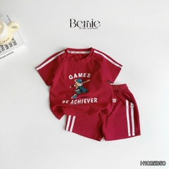 Set bộ cộc phong cách thể thao áo cotton họa tiết Home run kèm quần short cho bé trai size 9 tới 28kg BERNIE H1025B50