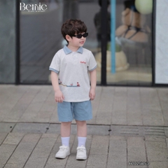 Set bộ polo đi biển cho bé trai áo thun polo tay ngắn và quần short jean size 9 tới 28kg BERNIE H1025B53