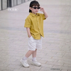 Áo sơ mi tay ngắn Basic nhiều màu unisex cho bé trai bé gái size 9kg tới 25kg BERNIE H1125A49Đ