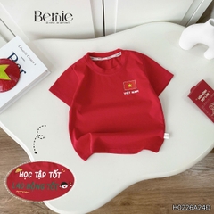 Áo thun áo Cờ đỏ sao vàng Việt Nam chất cotton tay ngắn unisex cho bé trai bé gái size 9 tới 28kg BERNIE H0226A24Đ