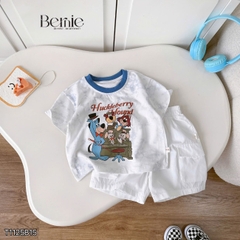 Set bộ tay ngắn đi chơi đi biển cho bé trai áo loang Houd và quần short kaki size 9 tới 28kg BERNIE T1125B15