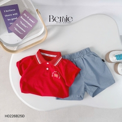 Set bộ polo Lá cờ Độc lập Việt Nam áo polo đỏ kèm quần short cho bé trai size 9 tới 25kg BERNIE H0226B25Đ