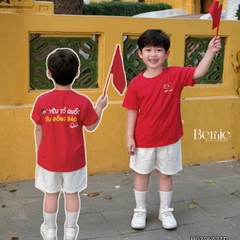 Áo thun áo Cờ đỏ sao vàng Việt Nam chất cotton tay ngắn unisex cho bé trai bé gái size 9 tới 28kg BERNIE H0226A24Đ