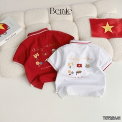 Áo thun polo Lá cờ đỏ sao vàng em bé Việt Nam tay ngắn unisex bé trai bé gái 9-28kg BERNIE H0725A41