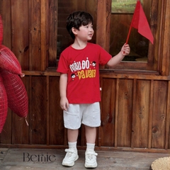 Set bộ cộc tay cho bé trai áo thun họa tiết người Việt nam kèm quần short size 9kg đến 28kg BERNIE H0226B22Đ 