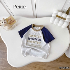 Set bộ tay ngắn raplang phối màu áo thun họa tiết Tomorrow và quần short jean bé trai 1 đến 7 tuổi BERNIE H0725B19
