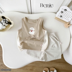 Set đồ ba lỗ bé trai Cún nhỏ tinh nghịch phong cách hàn quốc kèm quần size 9 tới 25kg BERNIE H0126B15
