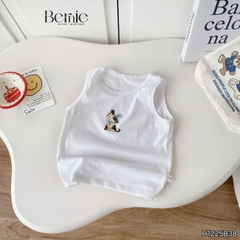  Set sơ mi 3 chi tiết áo tay ngắn họa tiết in tràn Cún áo ba lỗ kèm quần short kaki cho bé trai 9 tới 28kg BERNIE H1225B38