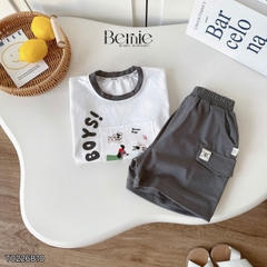 Set bộ bé trai áo tanktop họa tiết Boys phong cách hàn quốc kèm quần short size 1 tới 7 tuổi BERNIE T0226B10