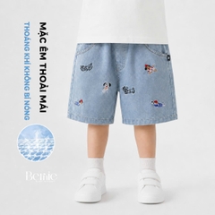  Quần short quần jean thêu Cún dễ thương cho bé trai đi chơi đi học size 11kg tới 28kg BERNIE KIDS T0326Q15
