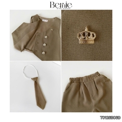Set bộ vest gile Hoàng gia cho bé trai áo sơ mi tay ngắn phối gile kèm quần và cà vạt 1 đến 7 tuổi BERNIE T0126B06Đ 