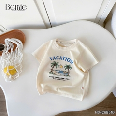 Set bộ bé trai áo thun tay ngắn họa tiết dừa be đi biển kèm quần short jean cho bé trai size 9 đến 25kg BERNIE H0426B51Đ