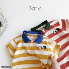 Set bộ thun áo polo tay ngắn họa tiết kẻ sắc màu kèm quần short kaki cho bé trai size 11 đến 28kg BERNIE H0226B37