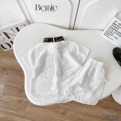 Set bộ đũi áo sơ mi cổ trụ phối khăn kèm quần short cho bé trai đi chơi đi biển size 11kg tới 28kg BERNIE H0326B25
