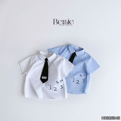  Set sơ mi 3CT cho bé trai áo tay ngắn phối cà vạt kèm quần short bé đi học đi chơi 11 tới 28kg BERNIE H0326B45