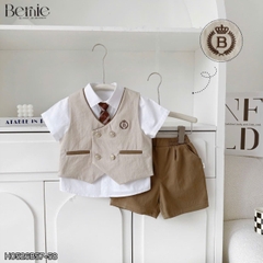 Set vest gi lê 4CT phối viền Royal cho bé trai bé gái kèm cà vạt hoặc nơ size 9 tới 28kg BERNIE H0526B58 