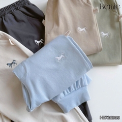 Set bộ dài chất thun cotton áo polo thêu ngựa kèm quần dài cho bé trai size 9 tới 25kg BERNIE H0726B35