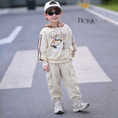 Quần dài quần gió mềm phối can nắp túi bo gấu cho bé trai bé gái size 9 tới 28kg BERNIE H0726Q24