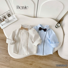 Set sơ mi Little Gentleman áo tay dài quần kaki kèm nơ cổ cho bé trai 9 tới 25kg BERNIE H0526B46